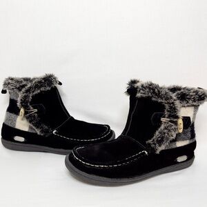 Woolrich Women’s Pine Creek Faux Fur Lined Wool Suede Boots Plaid Winter Size 10